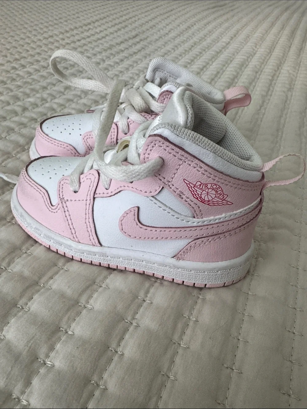 Nike Kids Pink and White High-Top Sneakers